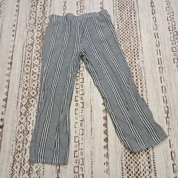 KUT From The Kloth Womens Linen Drawstring Waist Ankle Pants Size 4 Blue Striped - Picture 2 of 6
